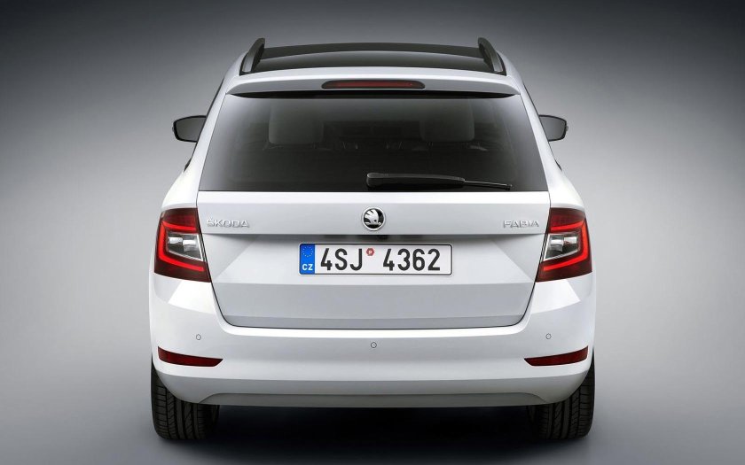 Шкода Фабия белая сзади