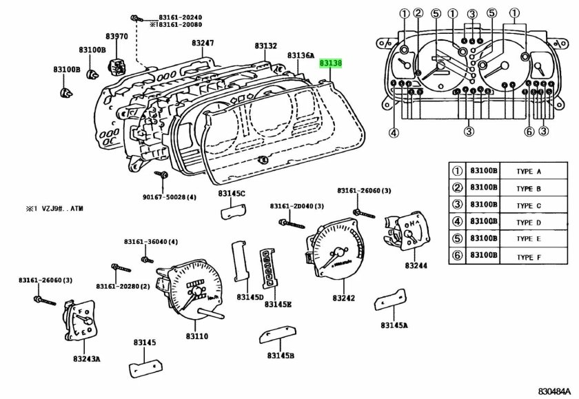 Лампы подсветки приборной панели Тойота ленд Крузер 100