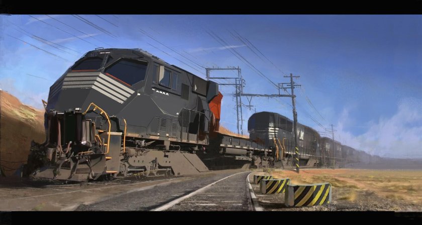 Поезд концепт арт Sci Fi