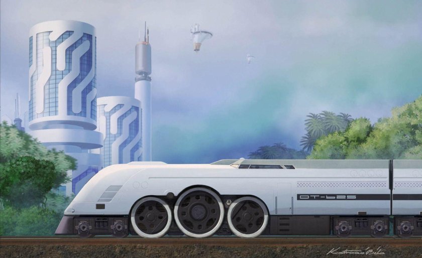 Поезд концепт арт Sci Fi