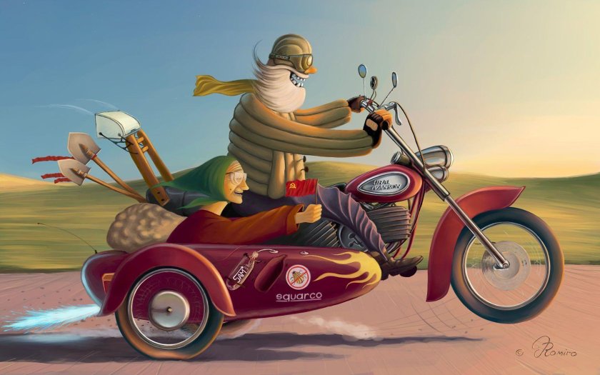 Бабушка на мотоцикле