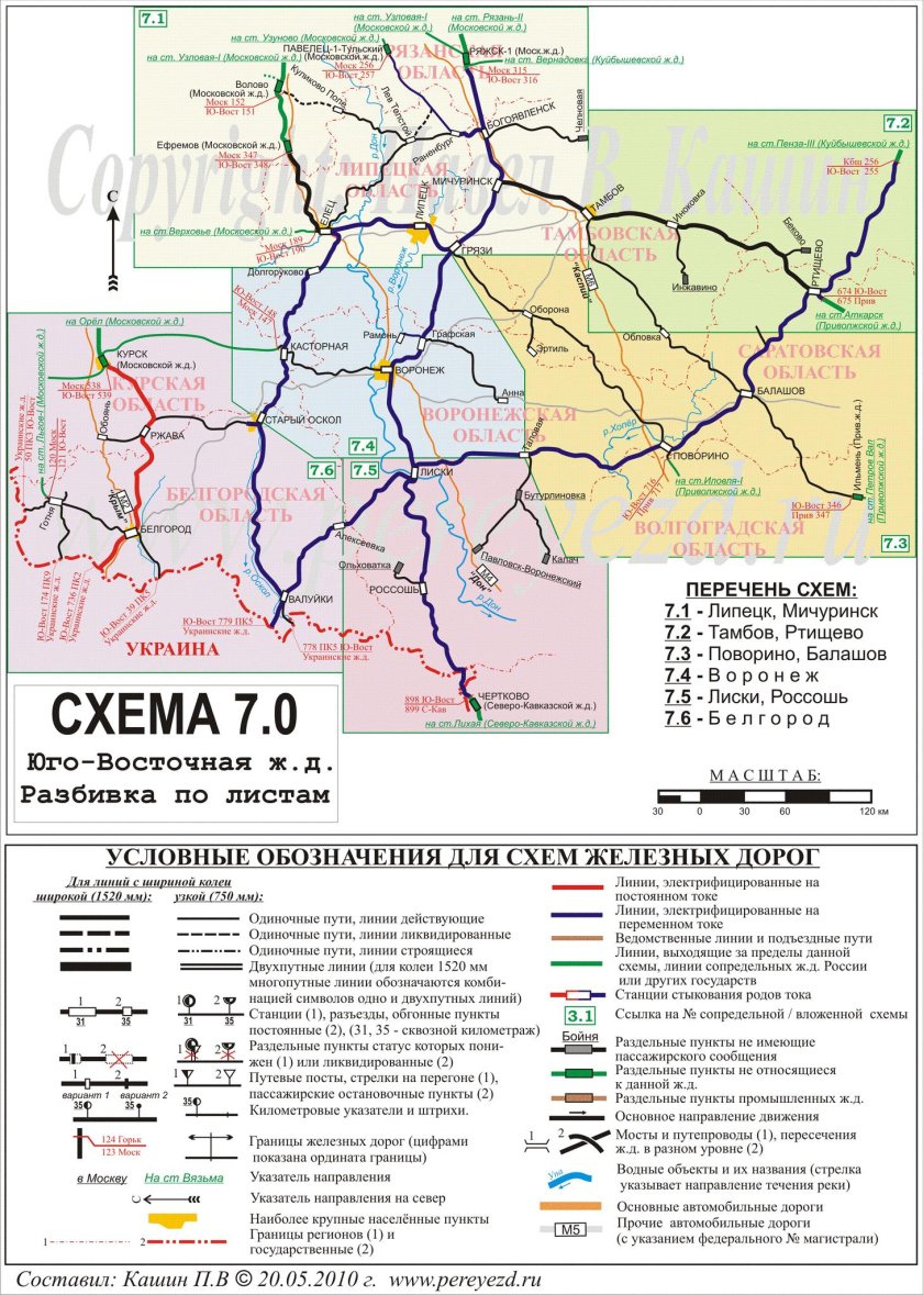 Схема Юго-Восточной железной дороги