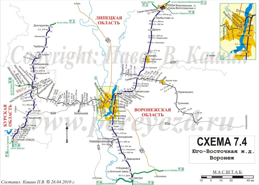 Схема железной дороги Воронежской области