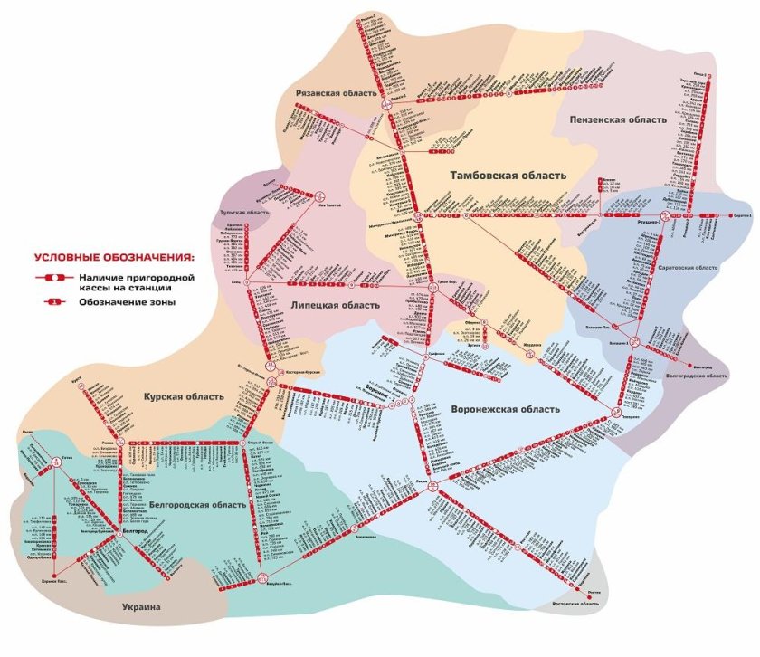 Схема Юго-Восточной железной дороги