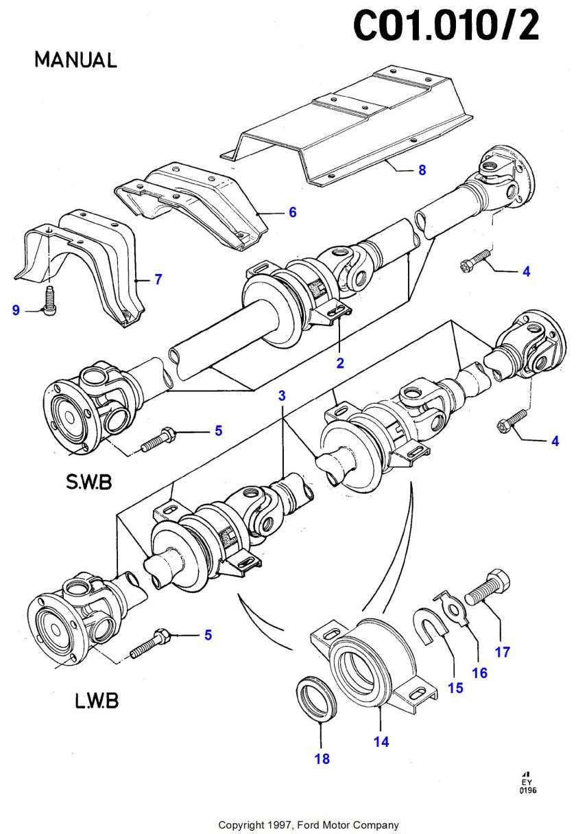Карданный вал Форд Транзит 2.5 дизель