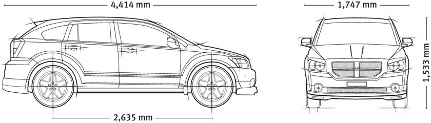 Dodge Caliber 2007 габариты