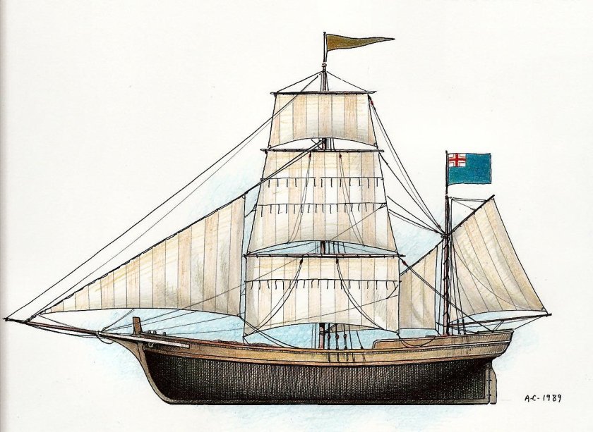 Бомбардирский корабль 18 века