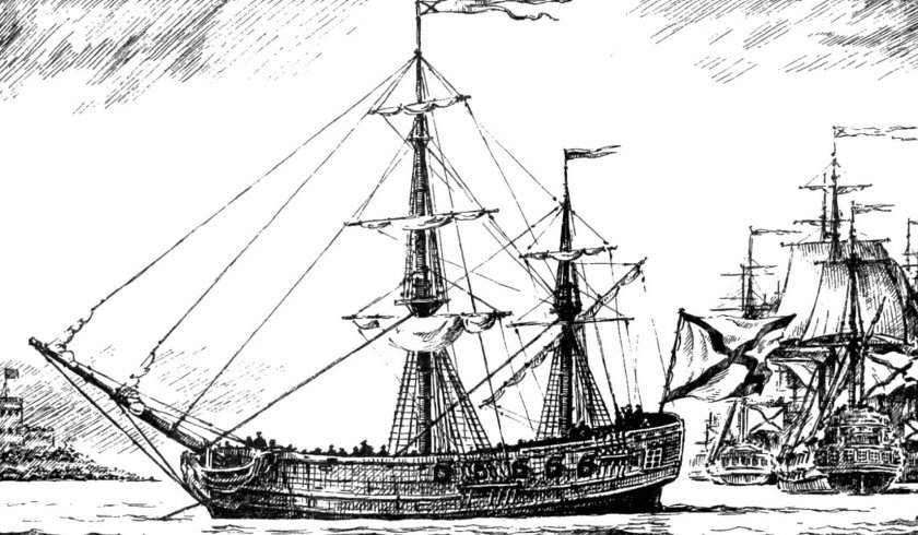 Бомбардирский корабль 18 века