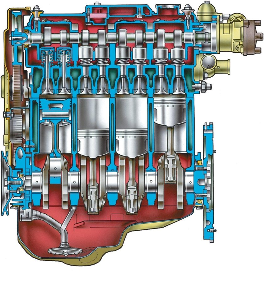 Двигатель ВАЗ 2109 8 клапанов в разрезе