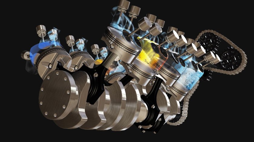 3д модель двигателя v8