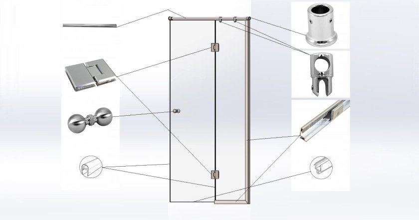 Крепление для стеклянной двери душевой кабины