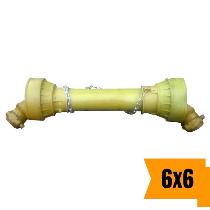 Вал карданный 6*6 шлицов, 610 мм сечение-трехлимонник, с кожухом