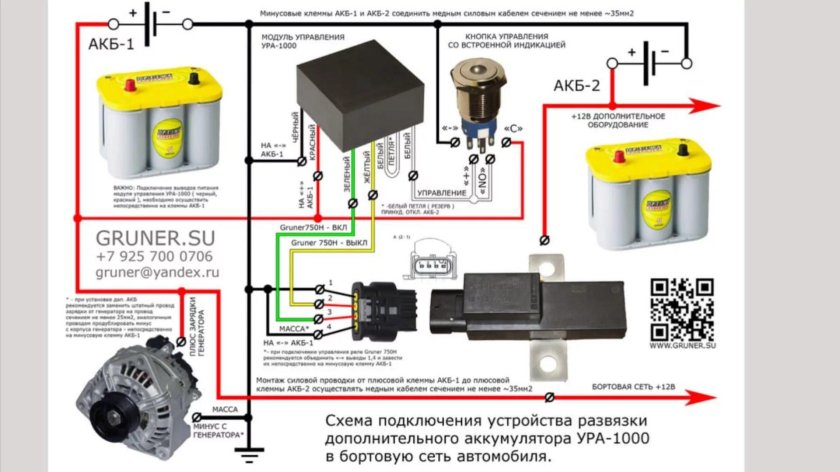Схема подключения двух АКБ 12в в машину