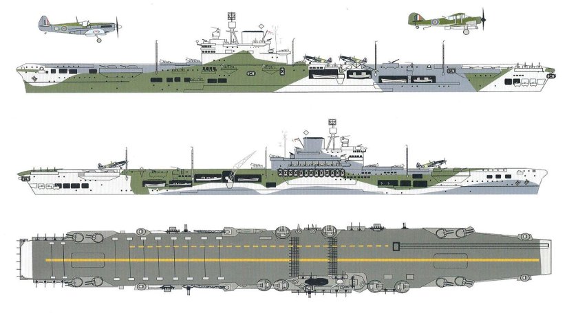 Авианосец Индомитебл вид сбоку