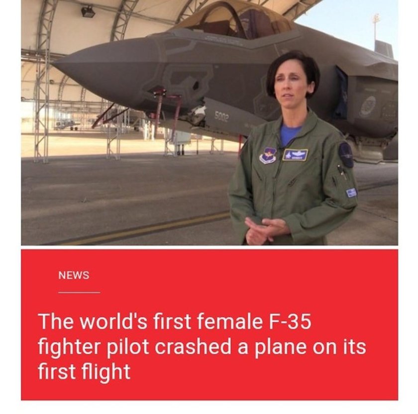 Первая в мире женщина пилот f 35 разбила истребитель