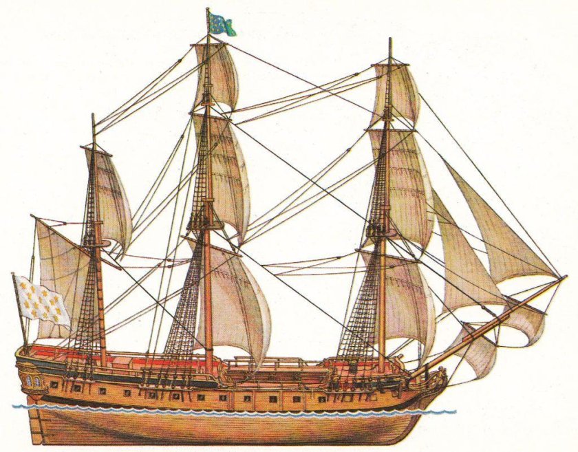 Парусный корабль 17 века Фрегат
