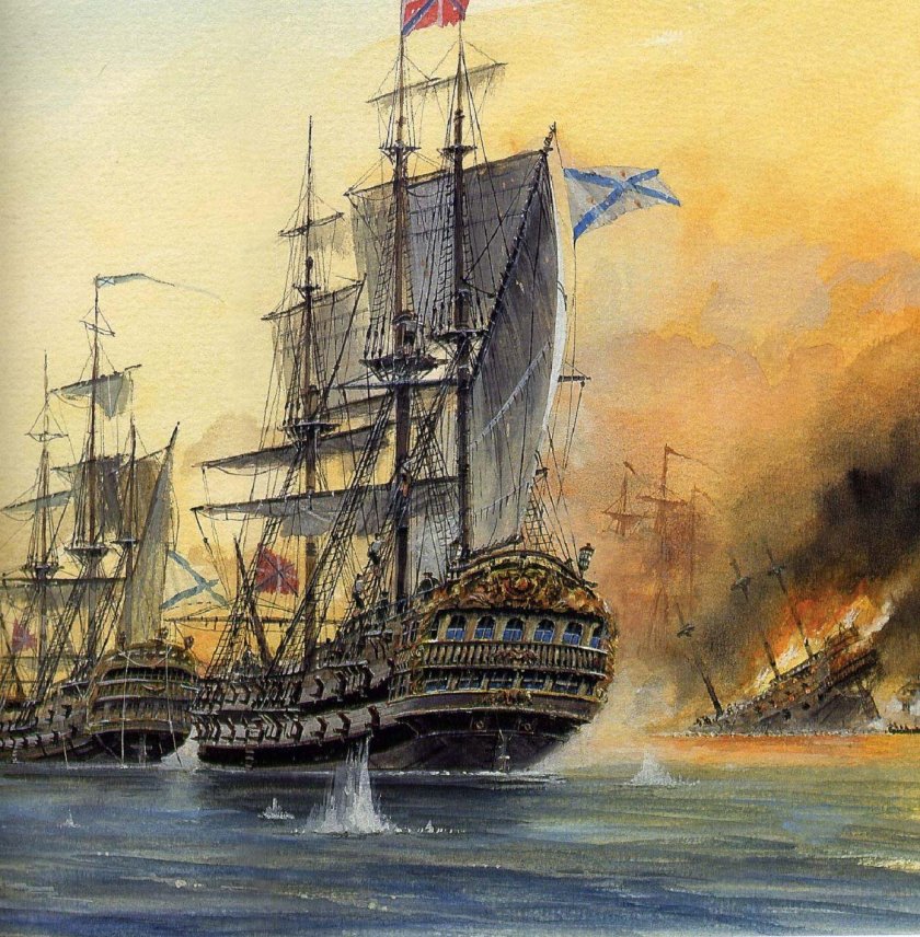 Морское сражение парусники Петр 1