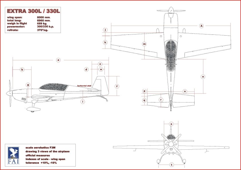 Чертеж самолета Extra EA 300s
