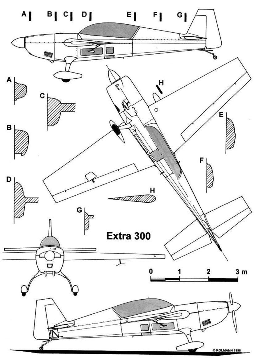 Чертеж самолета Extra EA 300s
