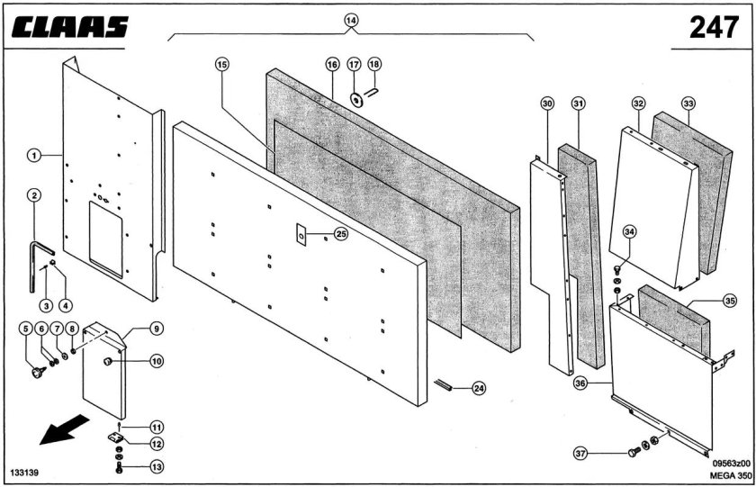 Схема ремней комбайна CLAAS Mega 360