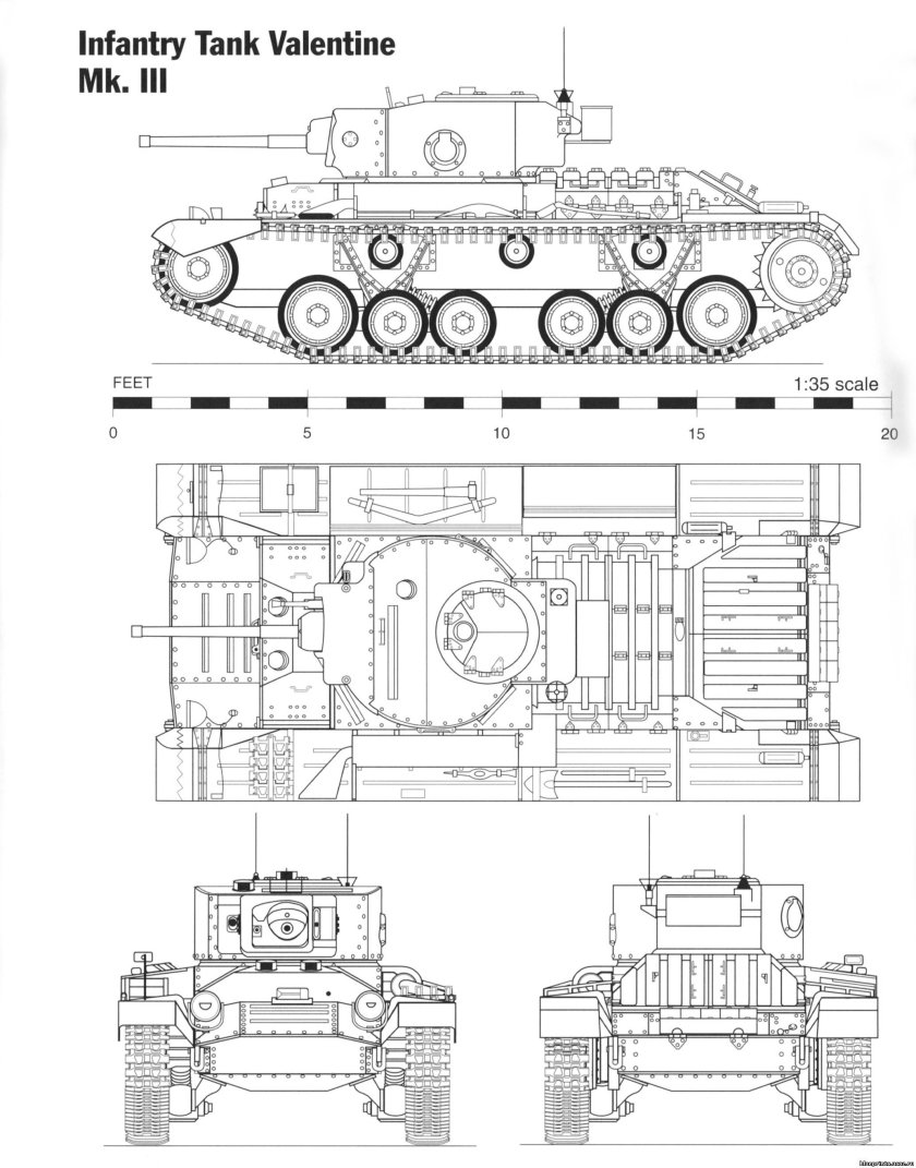 Валентайн танк чертеж