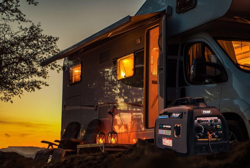 Дом на колесах в закате