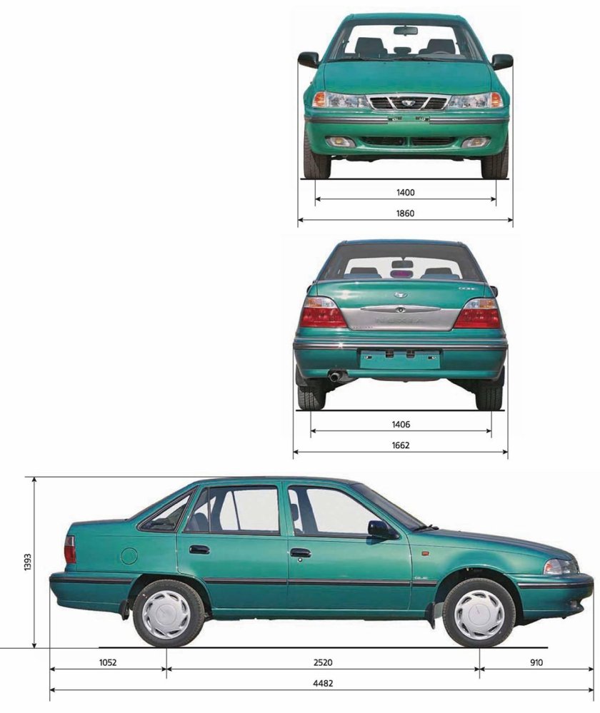 Габариты Дэу Нексия n100