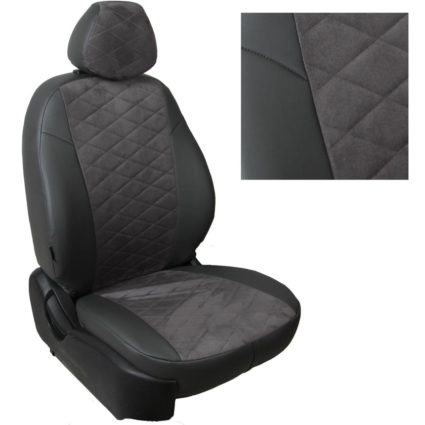 Алькантара ромб черный Автопилот