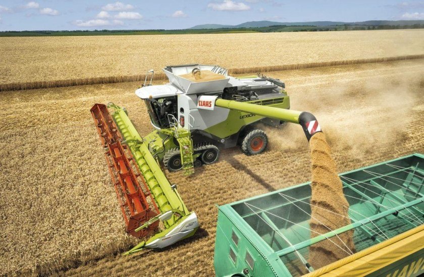 Обмолот зерна комбайном