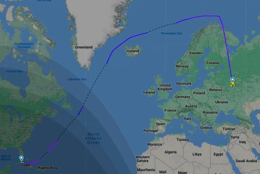 Маршрут перелета Москва Куба