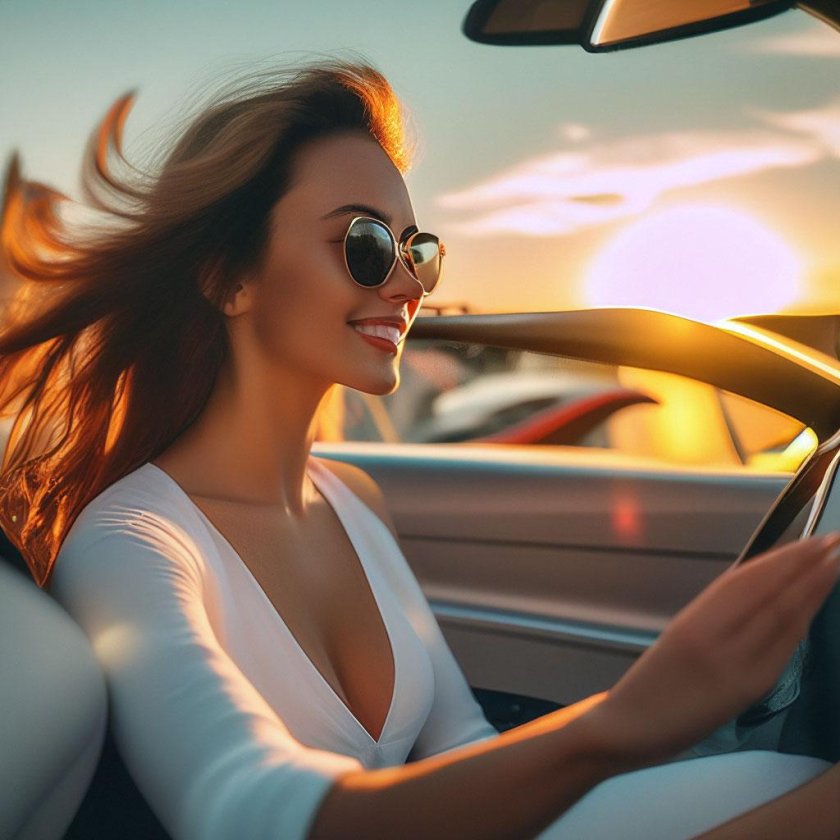 Красивая девушка за рулем