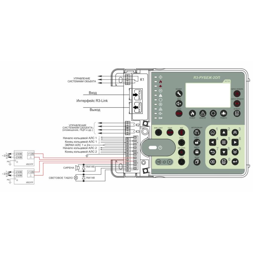 Прибор приемно-контрольный и управления r3-рубеж-2оп