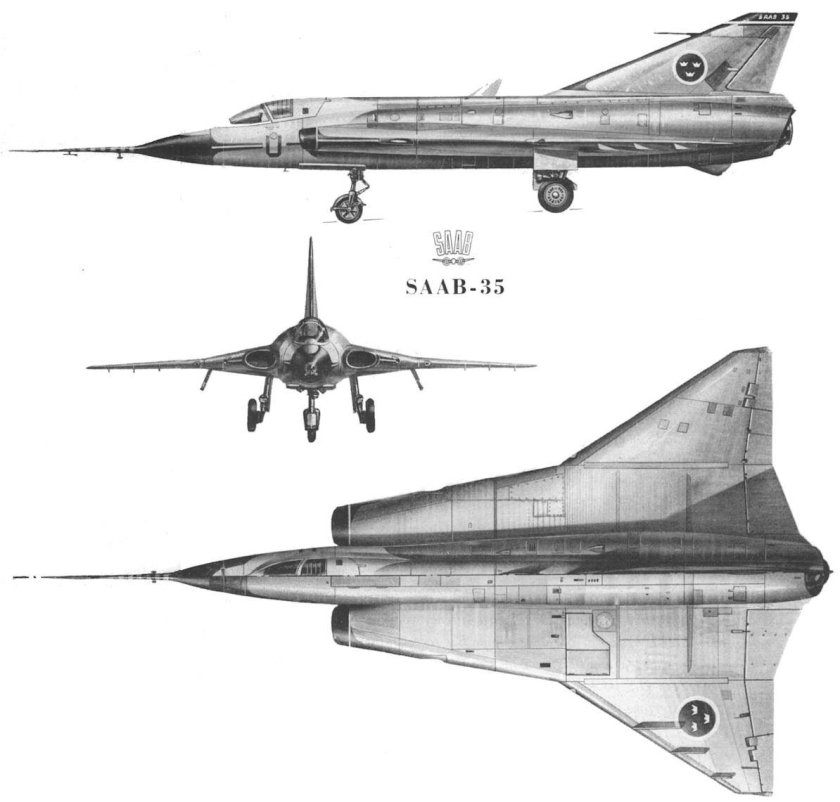 Saab j35 draken чертежи