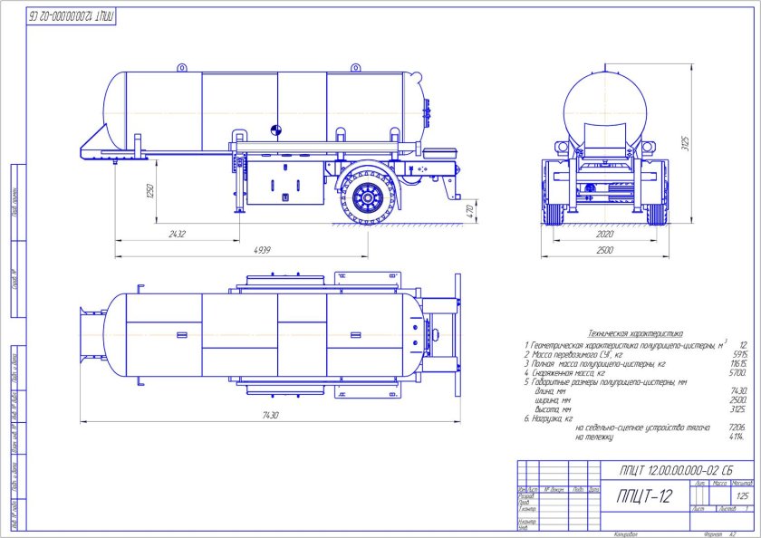 Полуприцеп ППЦТ-20 габариты