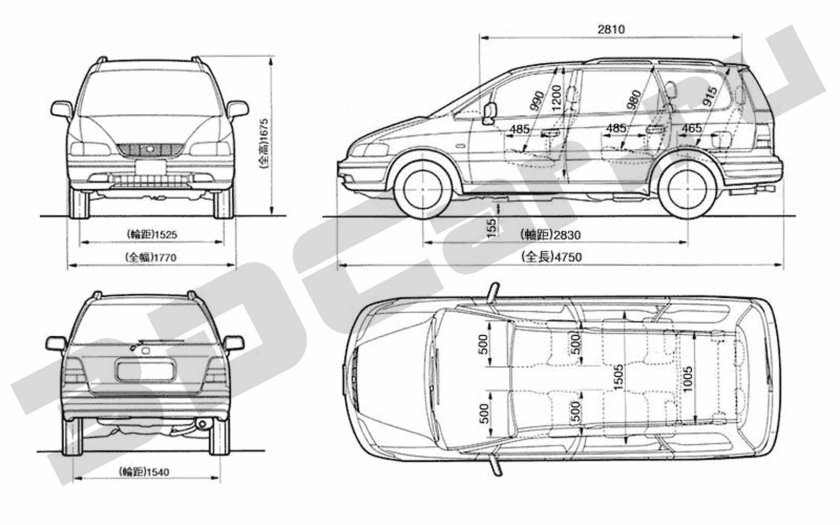 Хонда Одиссей 2005 года габариты