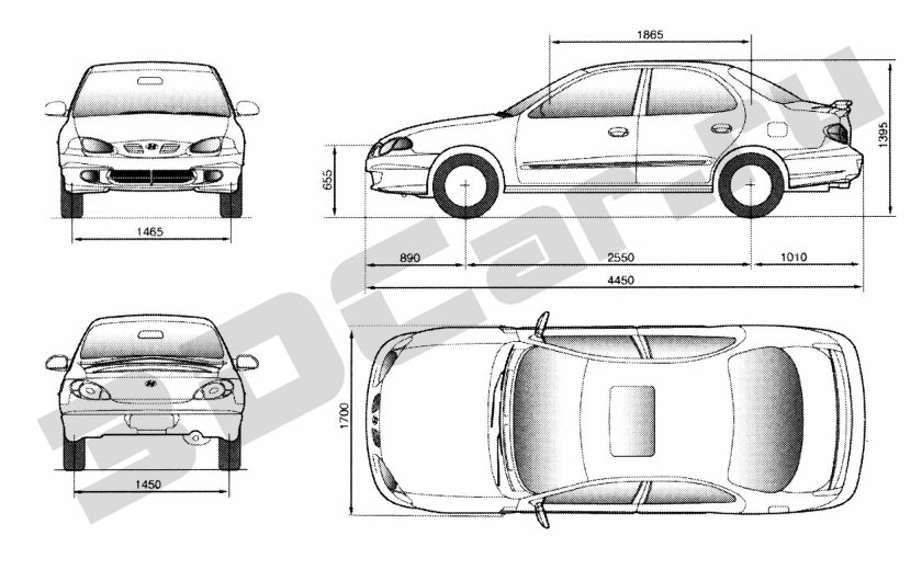 Hyundai Elantra XD чертеж