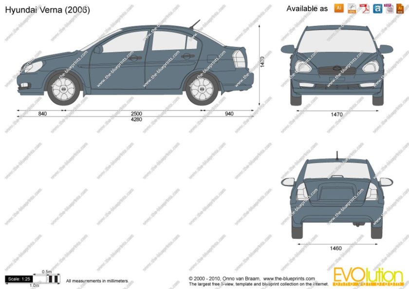 Hyundai Verna габариты салона