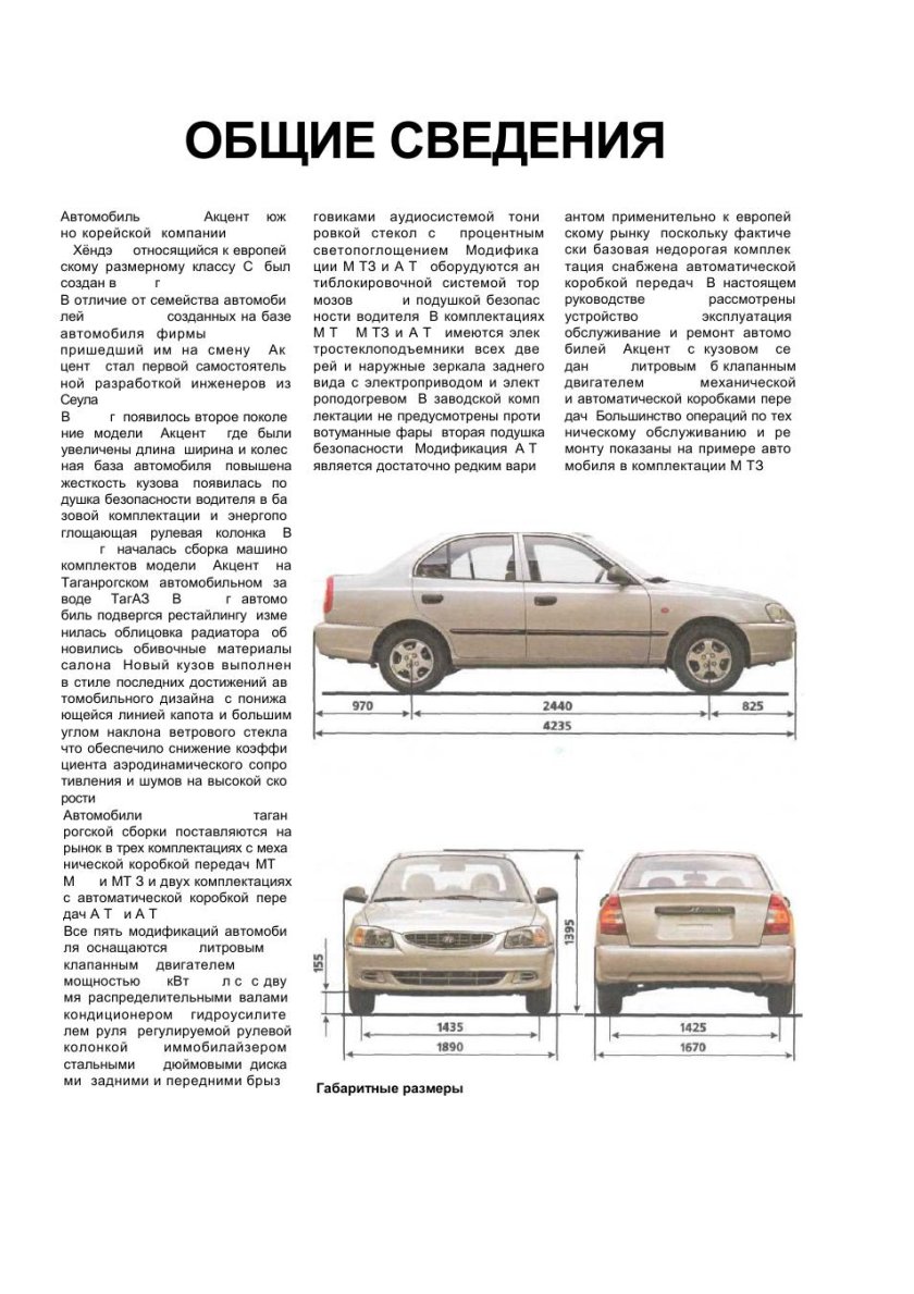 Hyundai Accent ТАГАЗ габариты