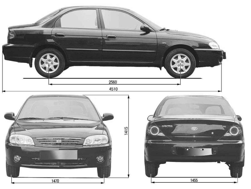 Kia Spectra 2007 габариты