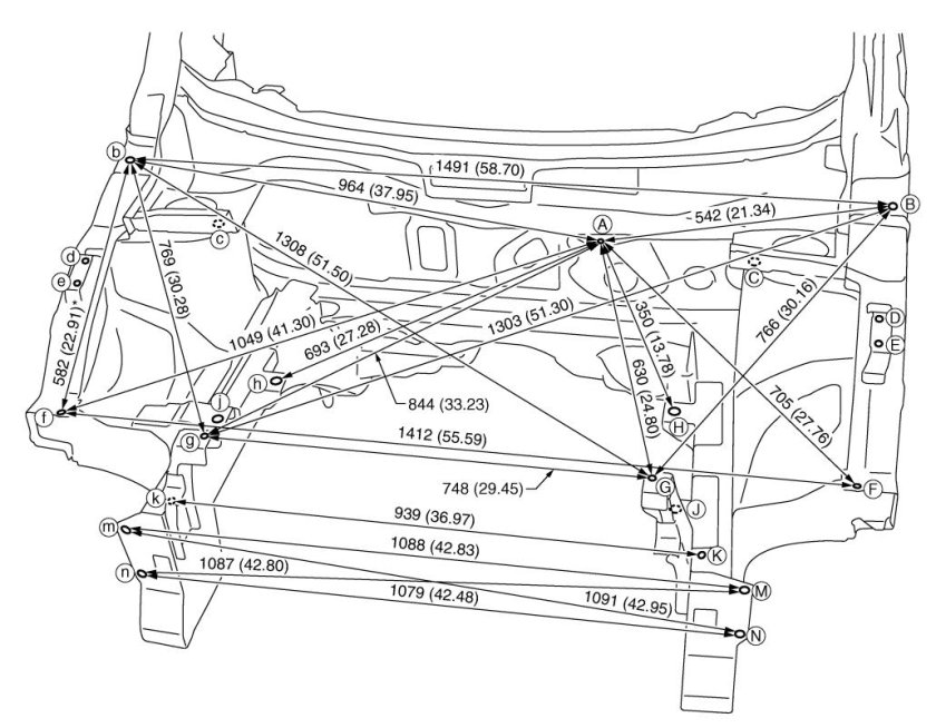 Геометрия моторного отсека Тойота Камри 40