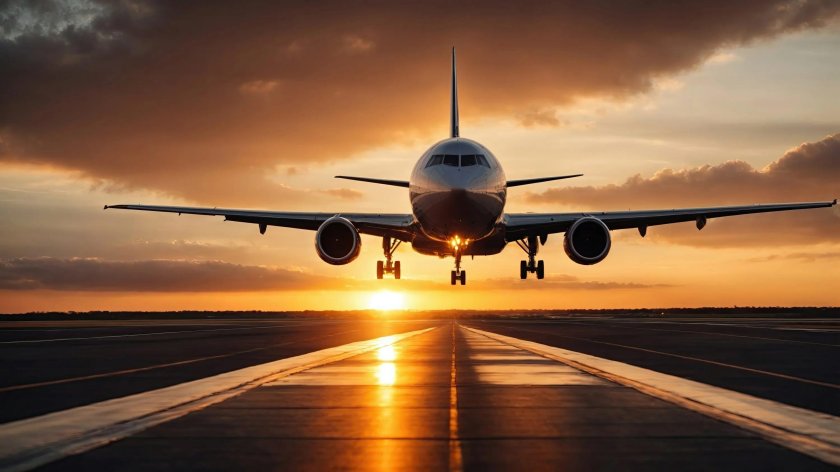 Самолет на закате