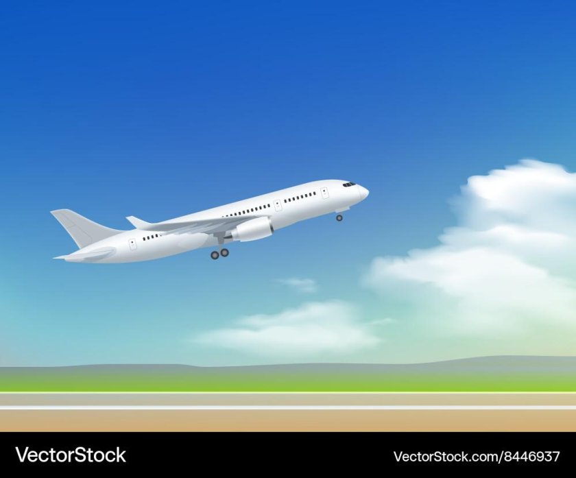 Взлет самолета сбоку