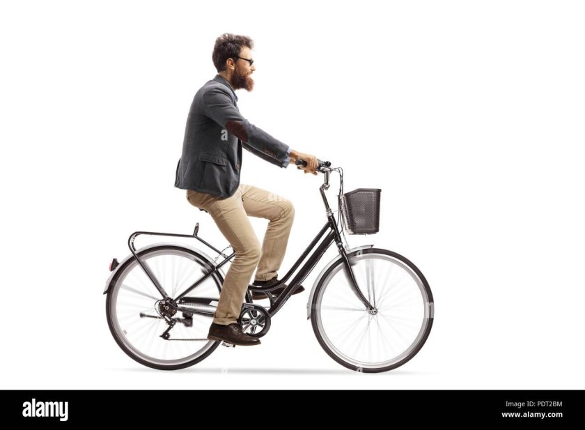 Велосипедист на велосипеде вид сбоку