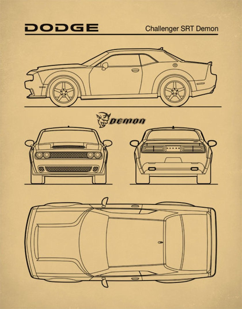 Dodge Challenger srt Demon чертеж