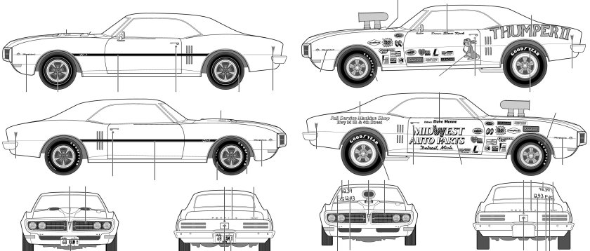 Ford Mustang 1969 чертеж