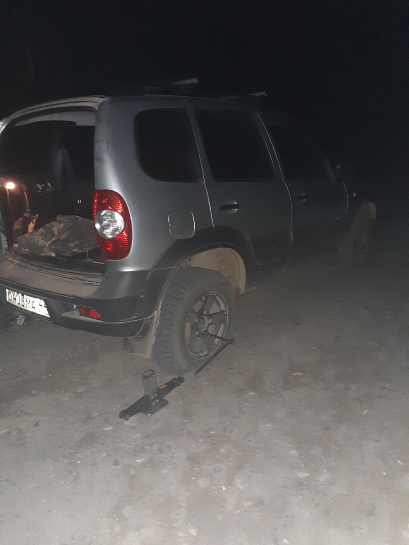 Шевроле Нива в кювете зимой