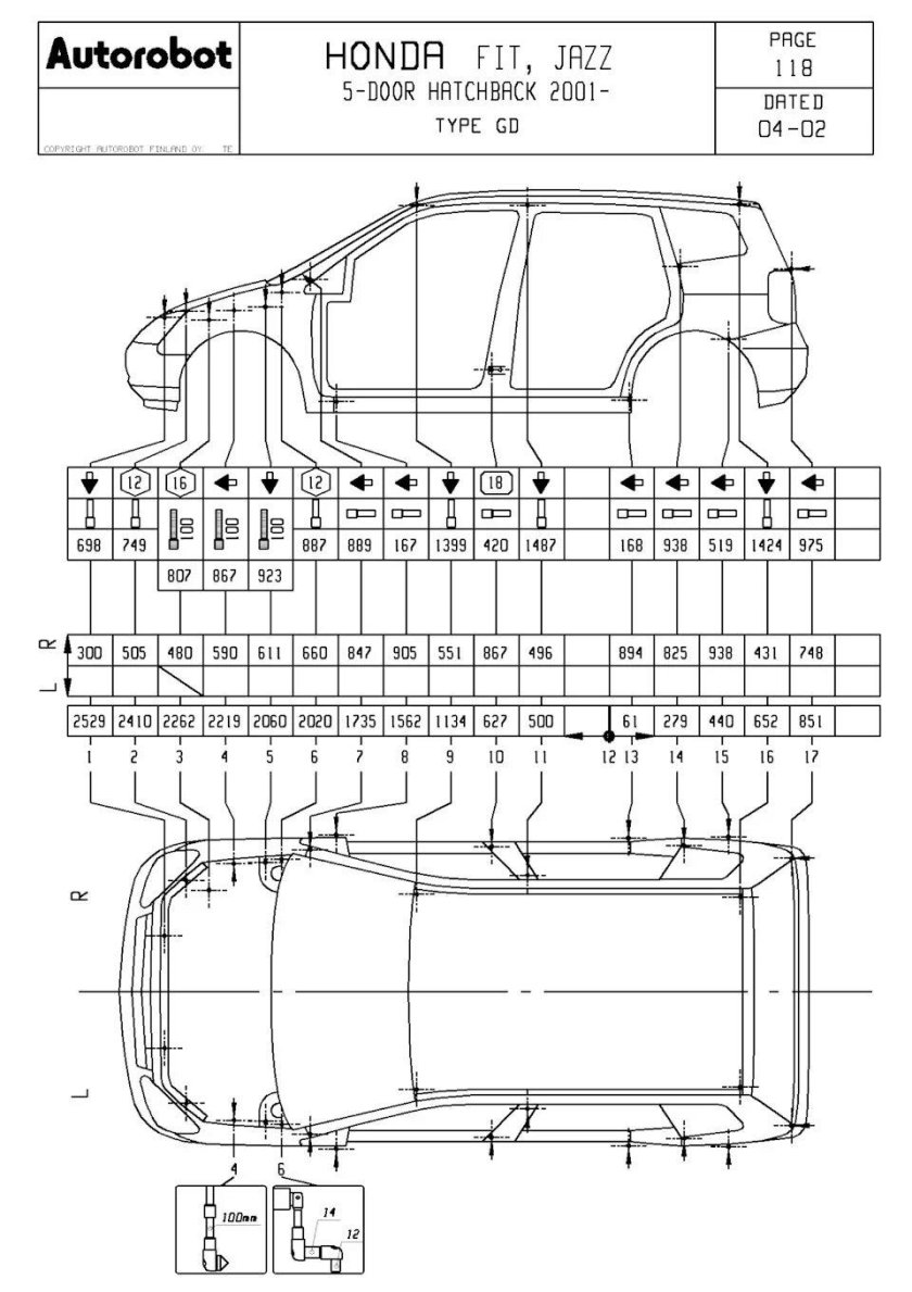 Honda CRV 2003 геометрия кузова