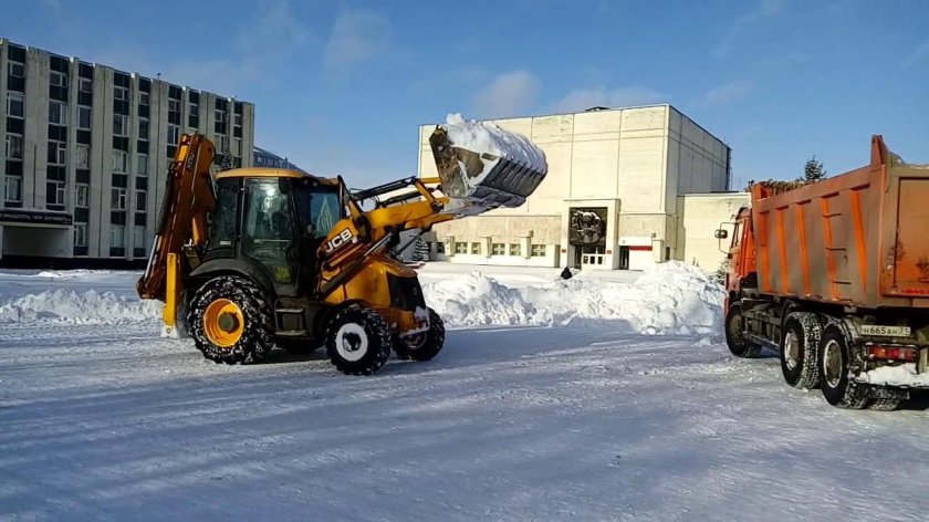 JCB 3cx уборка снега