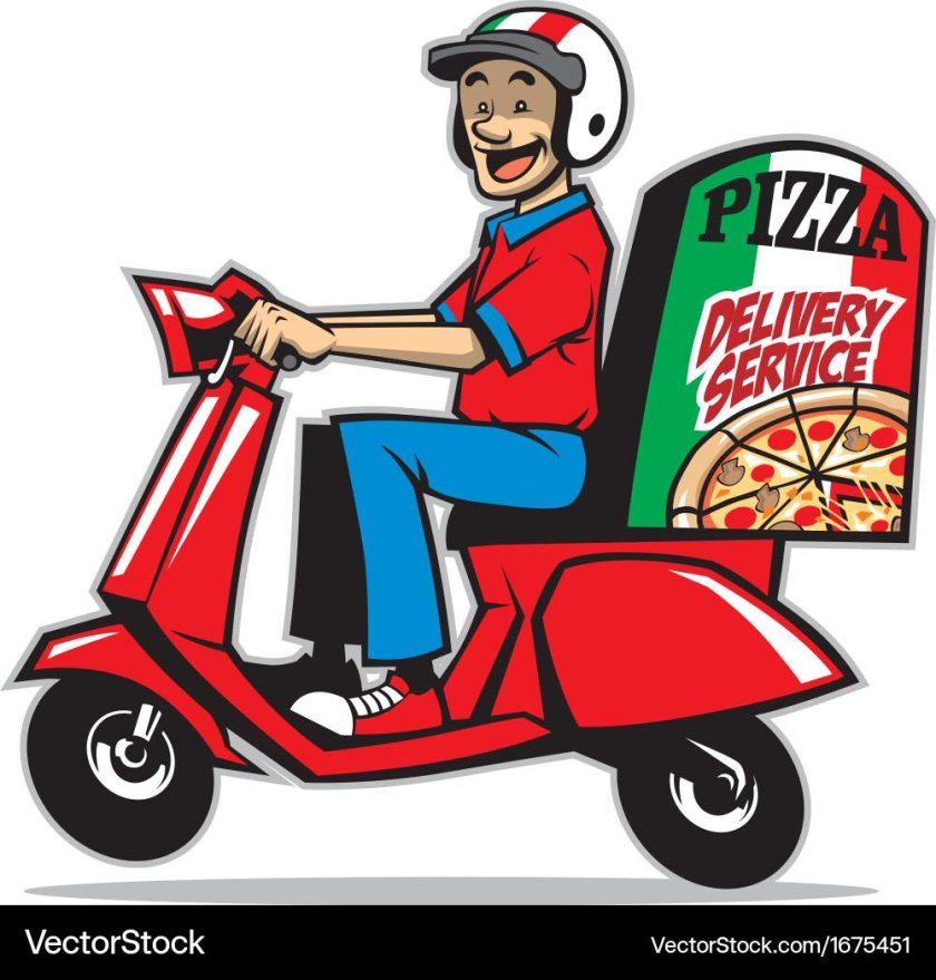 Доставщик пиццы на мопеде