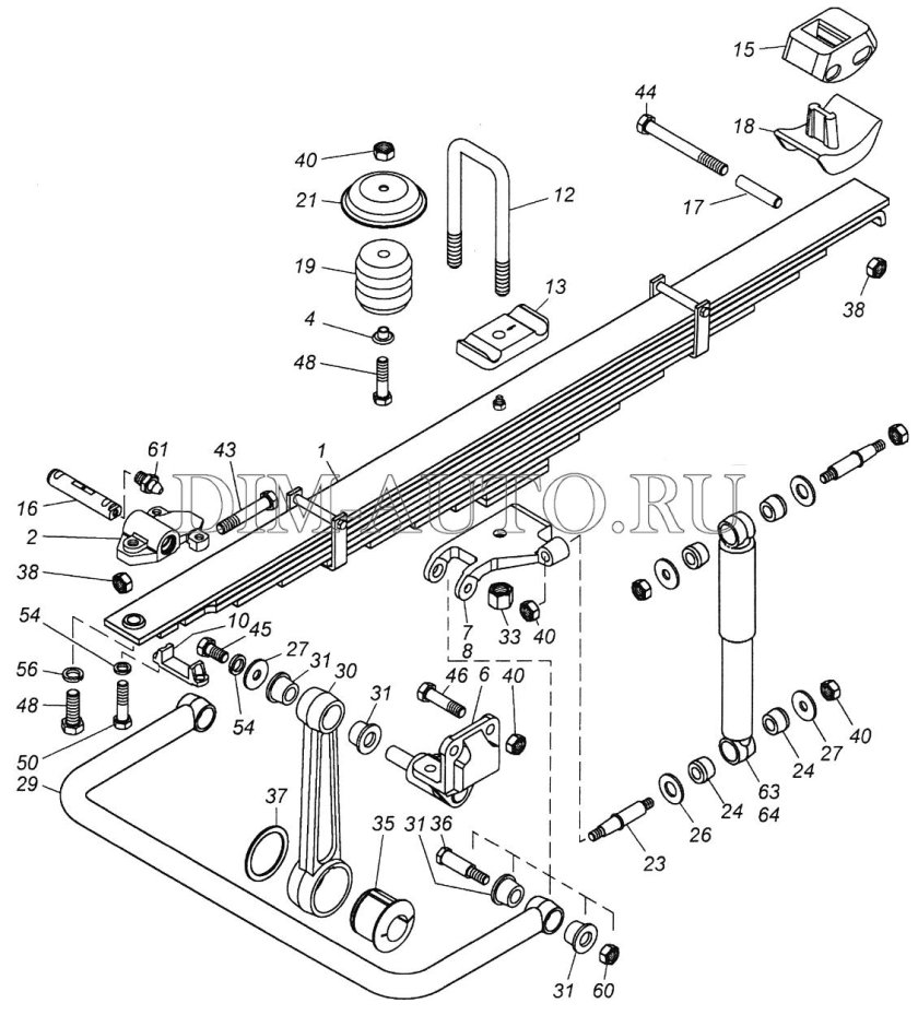 Передняя подвеска КАМАЗ 6520 схема